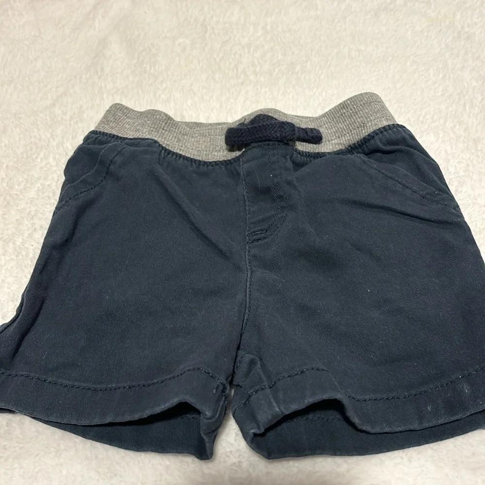 Jumping beans shorts size 12 months- navy and gray with string tie in front